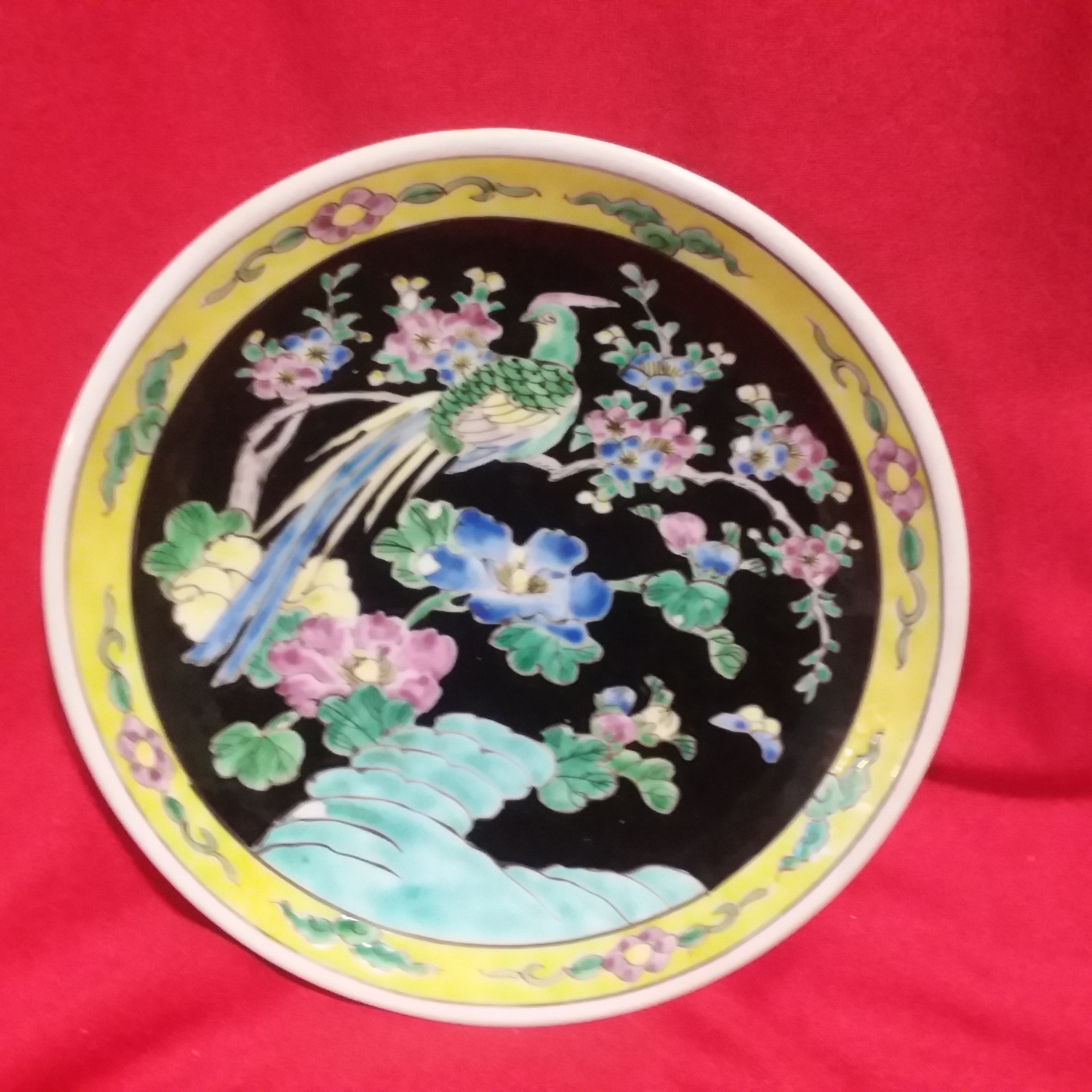 Beautiful Enamelled Bird of Paradise plate What is the Origin and