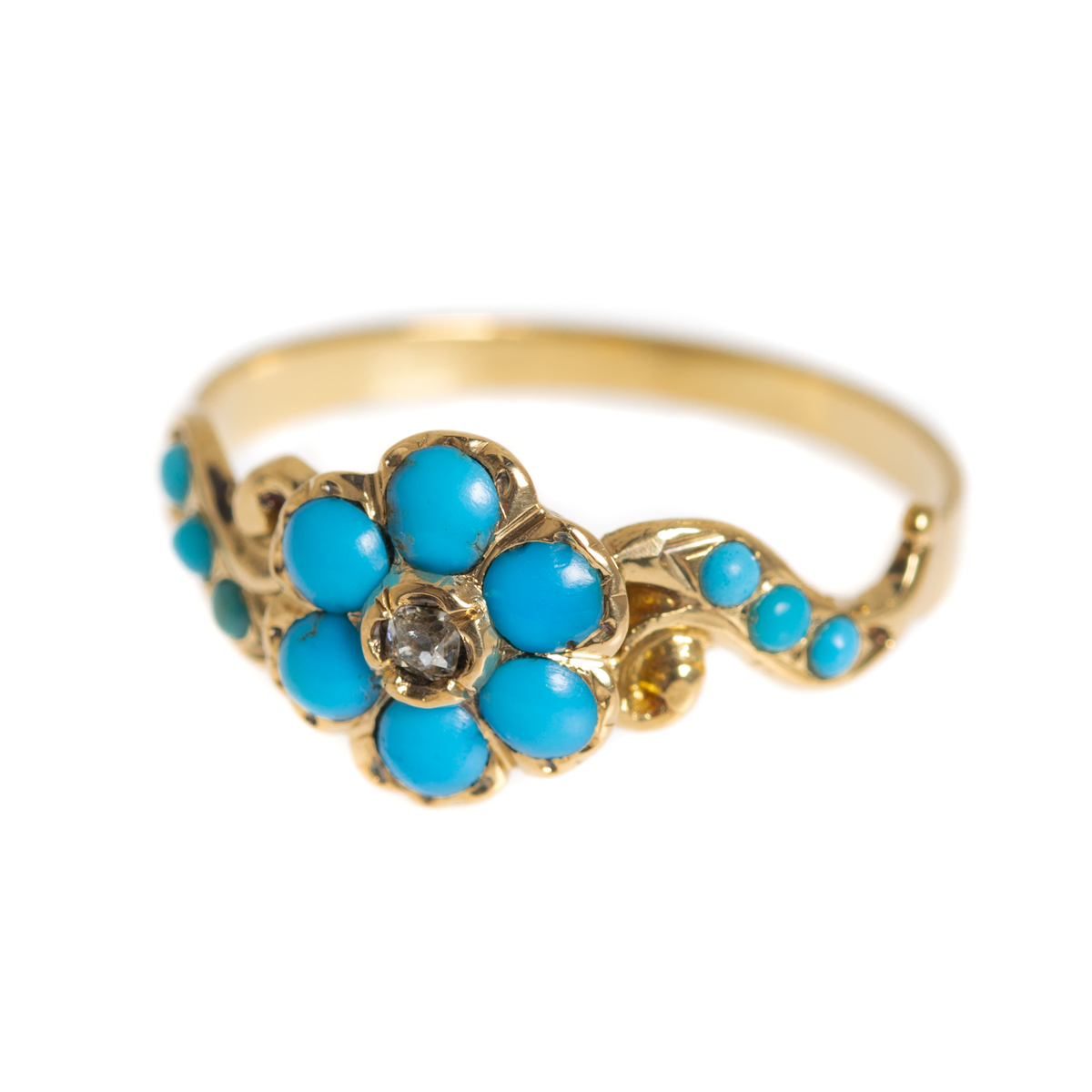 A1253 18ct Gold Antique Turquoise & Diamond Ring (3 of 7).jpg