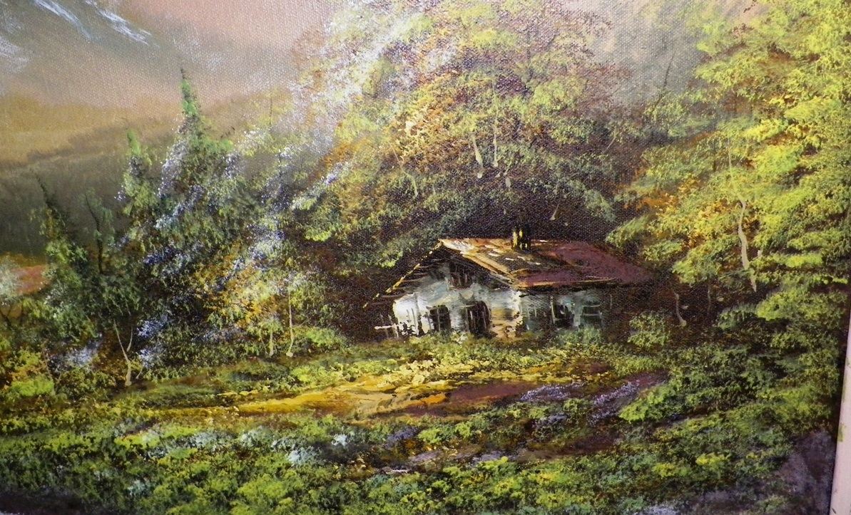 AA EBAY NEW A ART PAINTING CABIN AND MOUNTAIN THRIFT STORE FIND 2AA.jpg