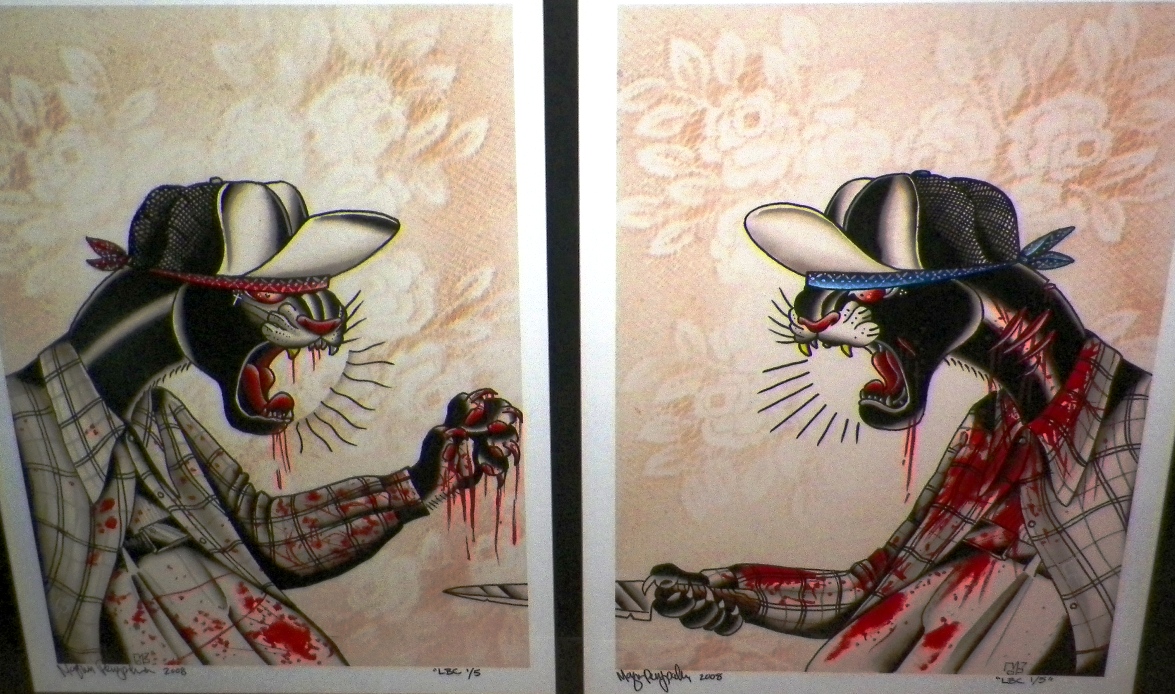 AA EBAY NEW A ART PAINTING CAT FIGHT CHICANO ART 2AAA.jpg