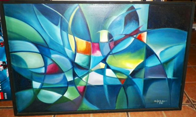 ART PAINTING ABSTRACT THRIFT STORE A NEW FIND 1AA.JPG