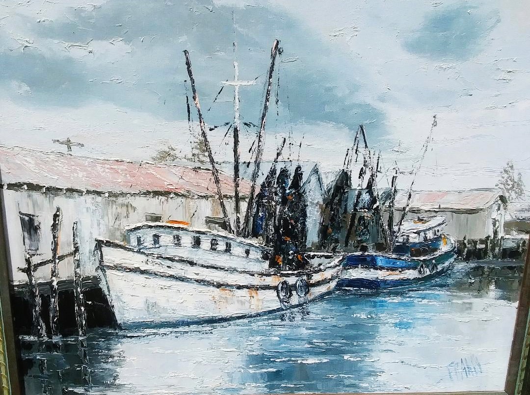 ART PAINTING BOAT AT DOCK PALETTE STYLE  FRANC 2BAA.jpg