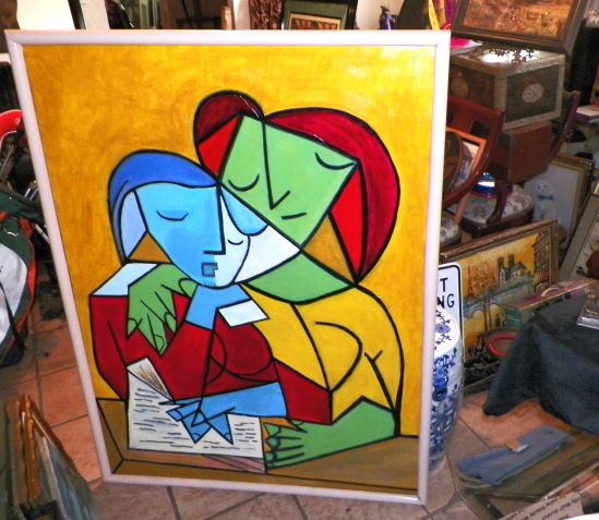 Thrift find - BIG (48 x 36) Britto school painting; then Britto