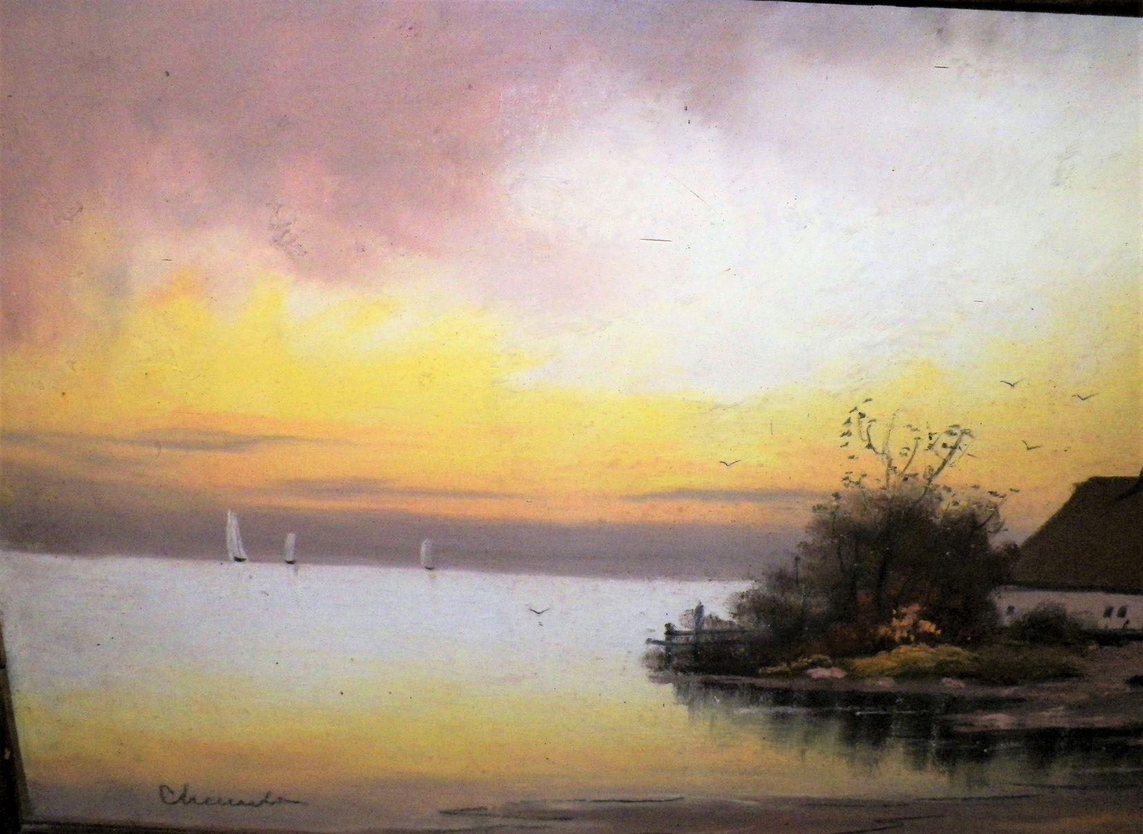 ART PAINTING CHURANDA WATER LAKE SAILBOATS 2AA.JPG