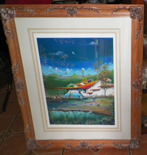 ART PAINTING DRAGONFLY TITLE THRIFT STORE FIND 1AA.JPG