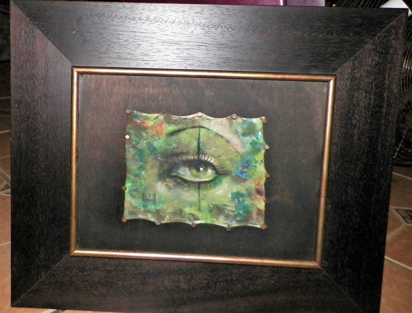 ART PAINTING EYE CANVAS NAILED TO FRAME 1AAzz.JPG