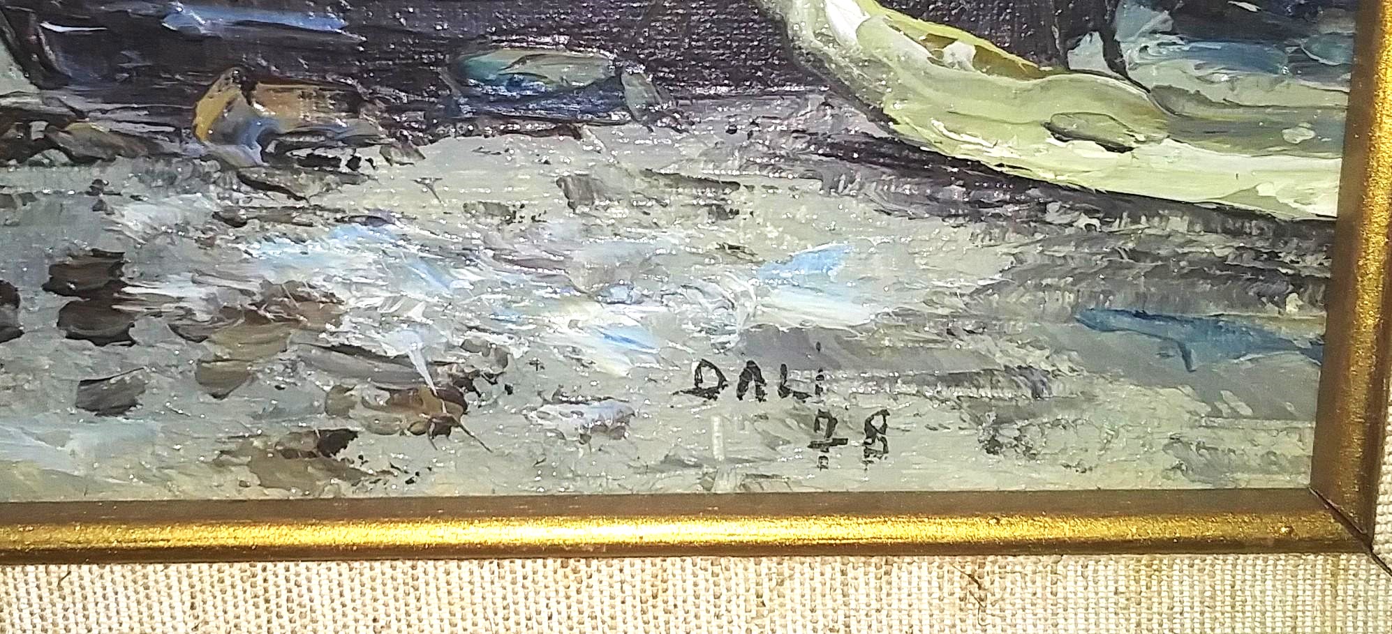 ART PAINTING SHIP DALI SIGNED SMALL THRIFT STORE HOLD 3AAA.jpg