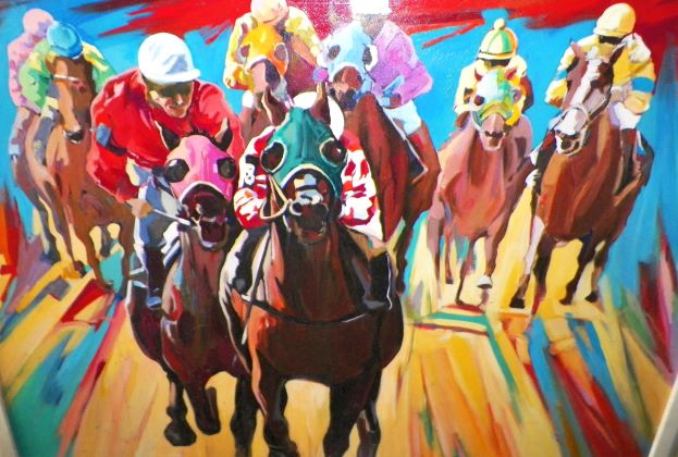 ART PAINTING SPORTS HORSE RACING RIEGER WITTELMANN 1AAA.JPG