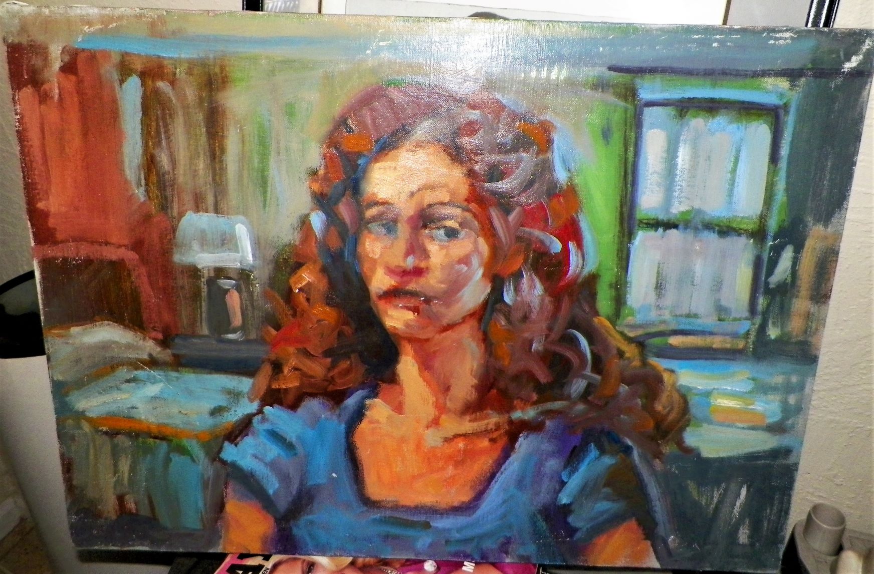 ART PAINTING STUDENT ART NO SIGNATURE JULIA ROBERTS LOOK A LIKE 1AA.JPG