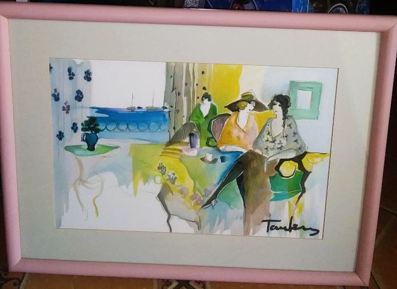 Thrift Find Is This A Real Itzchak Tarkay Painting Antiques Board   Art Painting Tarkay Watercolor 1aa Jpg.438182