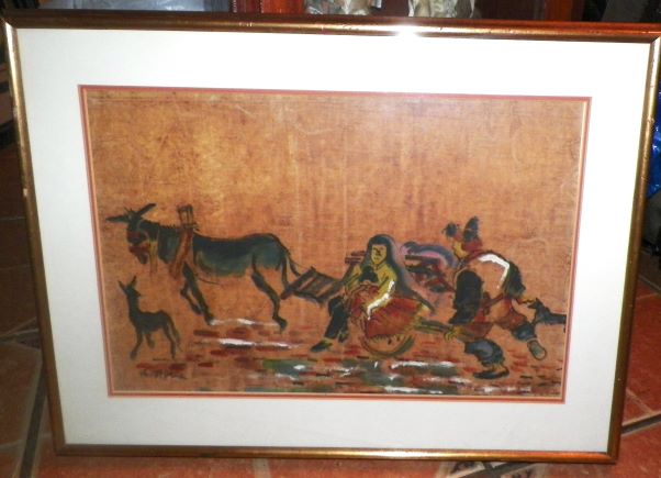 ART PAINTING THRIFT STORE MEXICAN CART 1AA.JPG