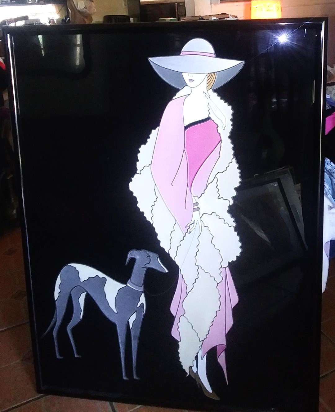 ART PRINT LADY LUCITE BOARD WITH DOG 3AA.jpg