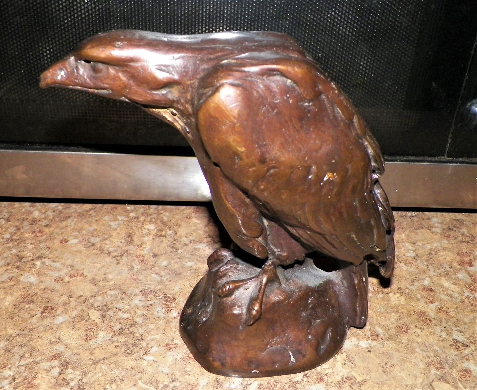 ART SCULPTURE BIRD RAVEN BRONZE 1AA.JPG