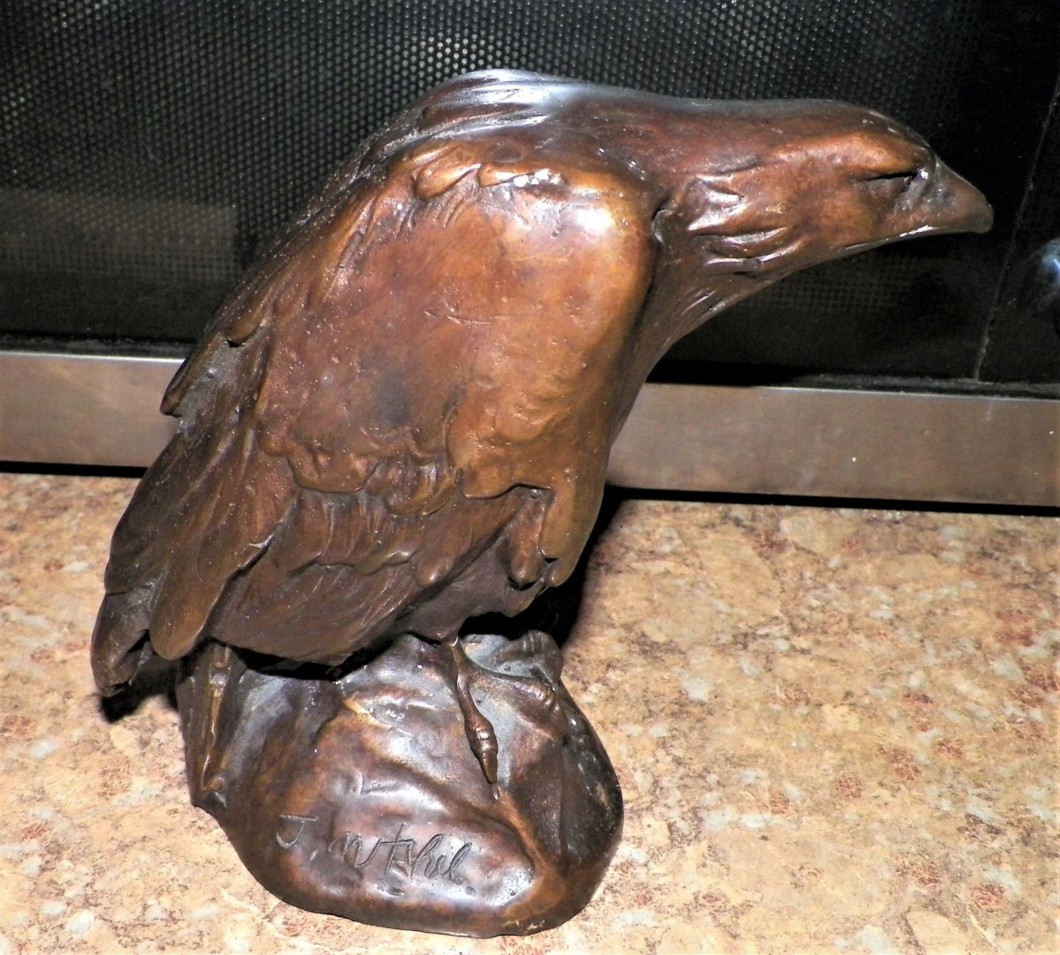 ART SCULPTURE BIRD RAVEN BRONZE 4AA.JPG