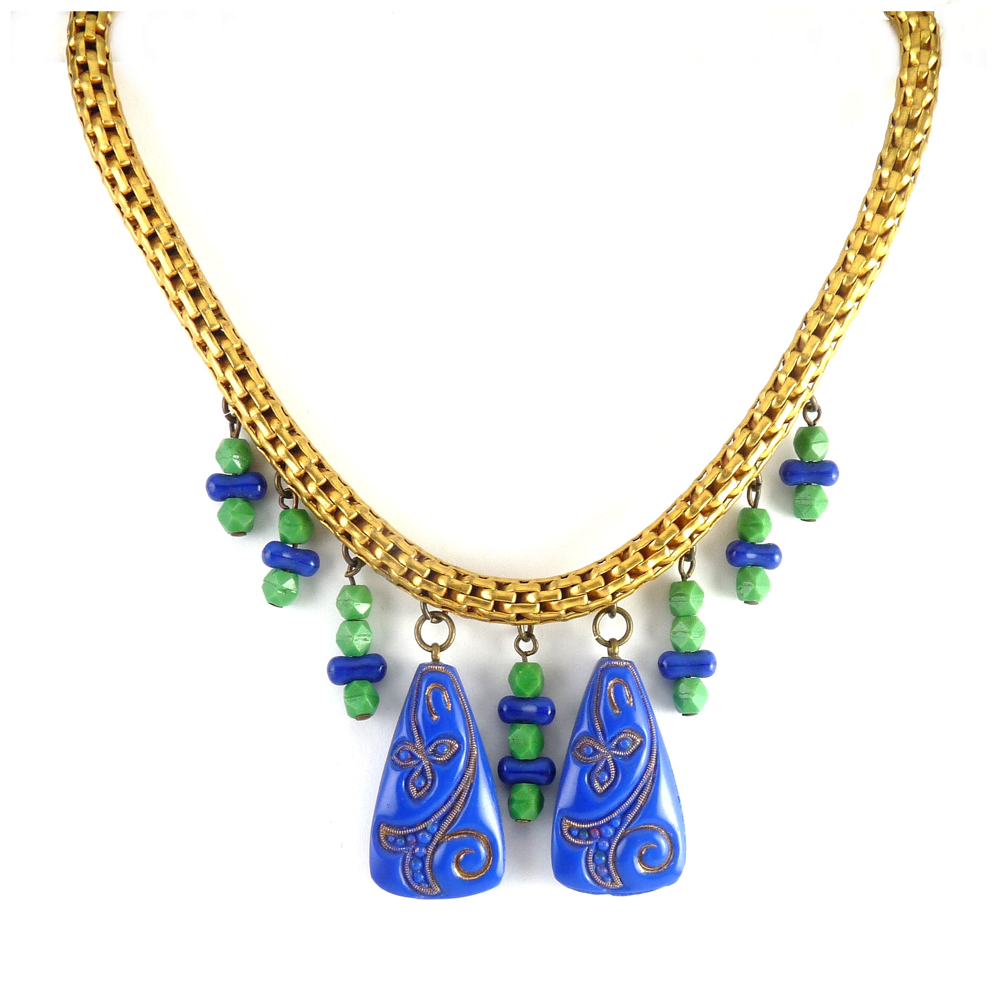 Art_Deco_Brass_Mesh_Cobalt_Glass_Pendants_neck_1.JPG