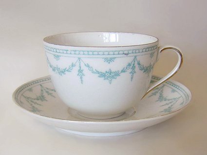 Austria Porcelain Victoria Blue Garland Tea Cup Saucer-a.jpg