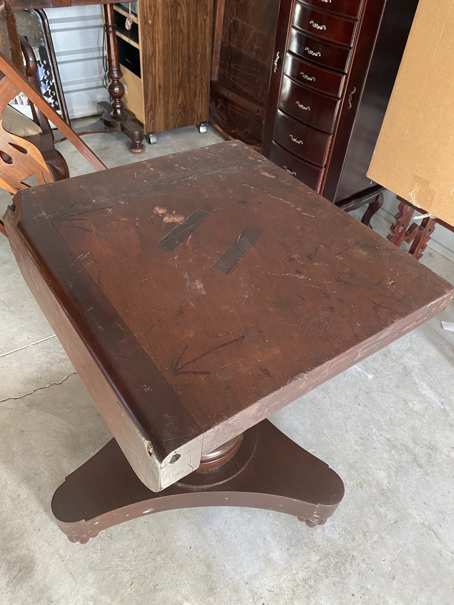 Table age, wood, maker ID help, please pic heavy FYI Antiques Board