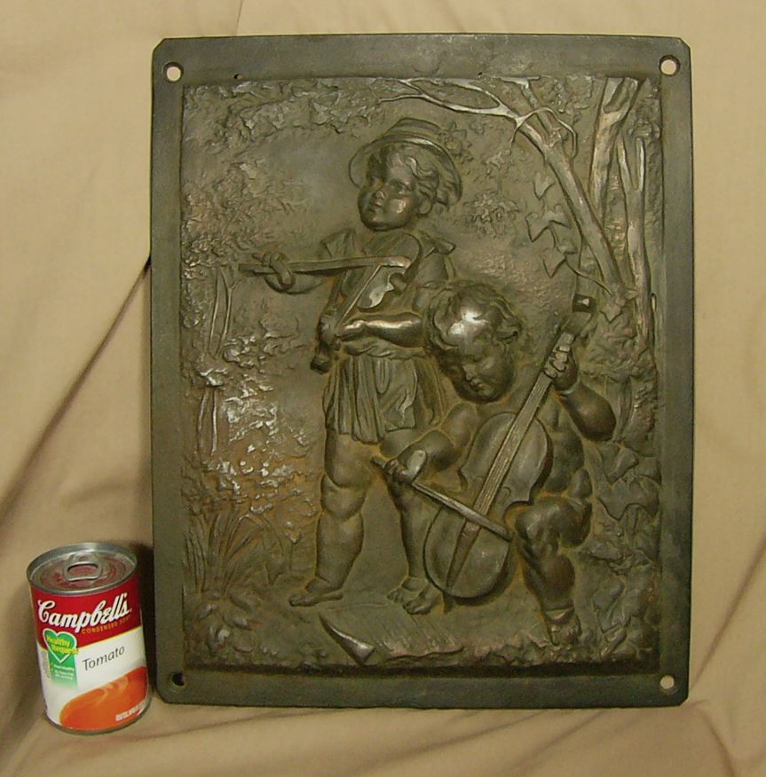 Cast Iron Plaque with Figures in High Relief | Antiques Board