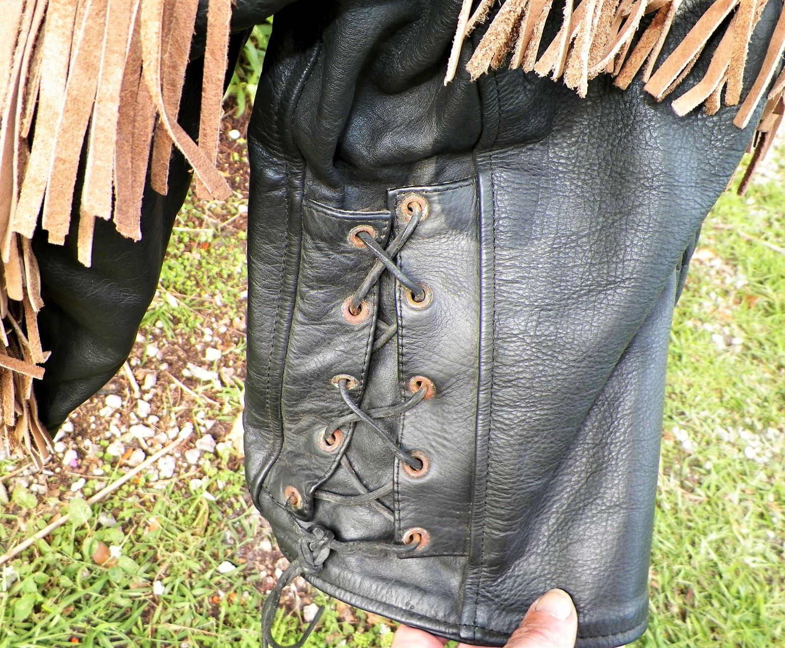 CLOTHES JACKET LEATHER WITH FRINGE MOTORCYCLE JACKET 4AA.JPG