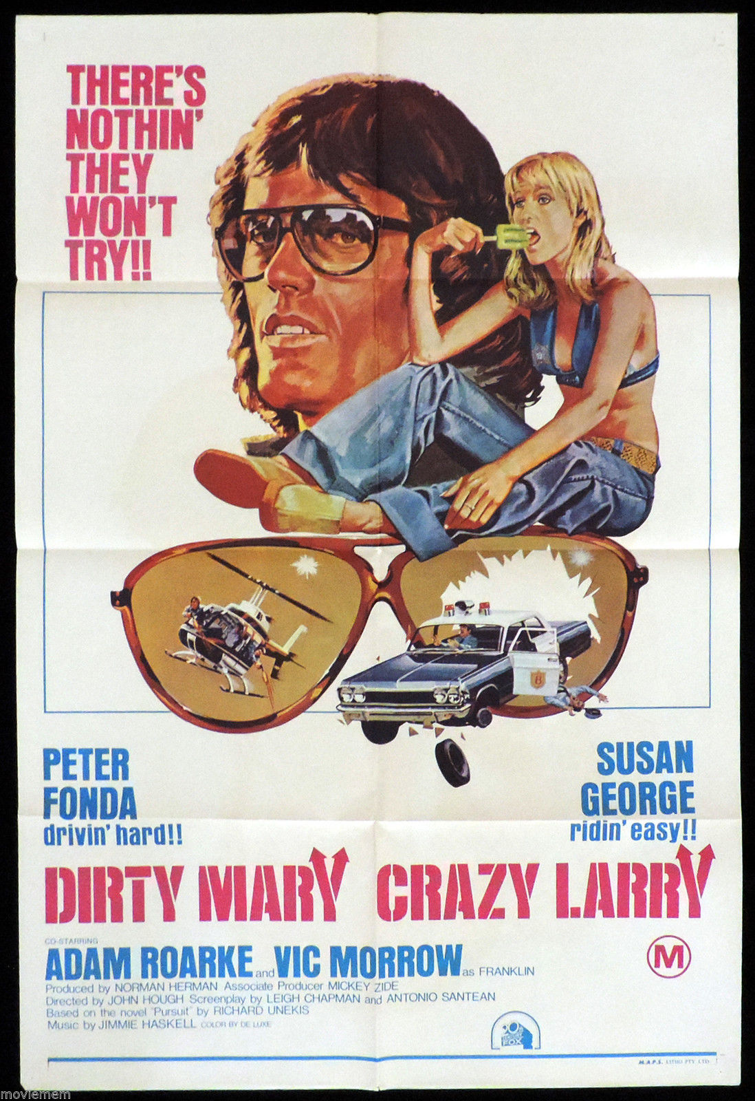 DIRTY MARY CRAZY LARRY Original ONE SHEET Movie Poster Peter Fonda Susan George.jpg