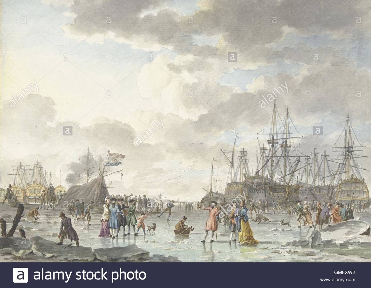 frost-fair-on-a-frozen-river-with-ships-hendrik-kobell-1773-dutch-GMFXW2.jpg