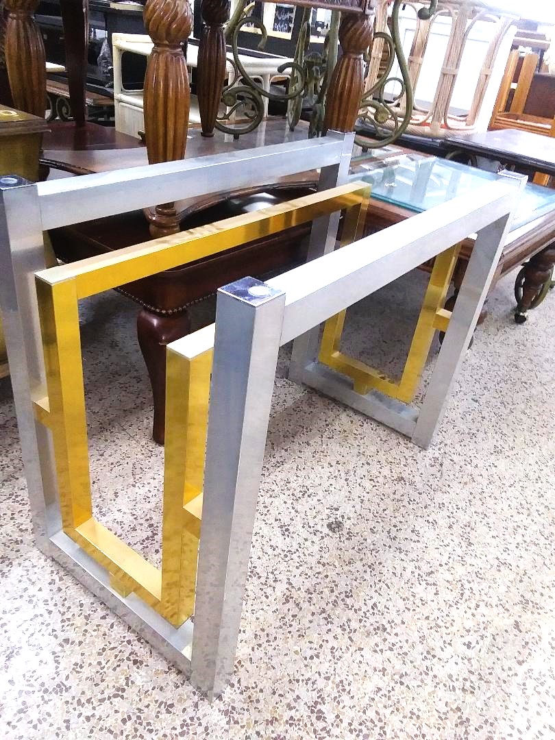 FURNITURE TABLE 70s CHROME & GOLD PIERRE CARDIN STYLE 1AAZZ.jpg