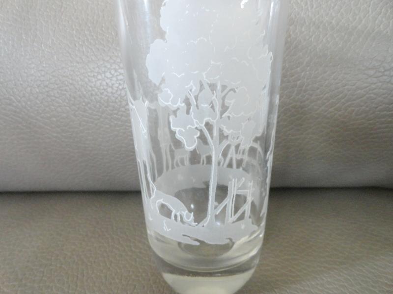 scene 2 date log deleted 15 7 Horse  Board Glasses/Tumblers  With Etched Scene Antiques