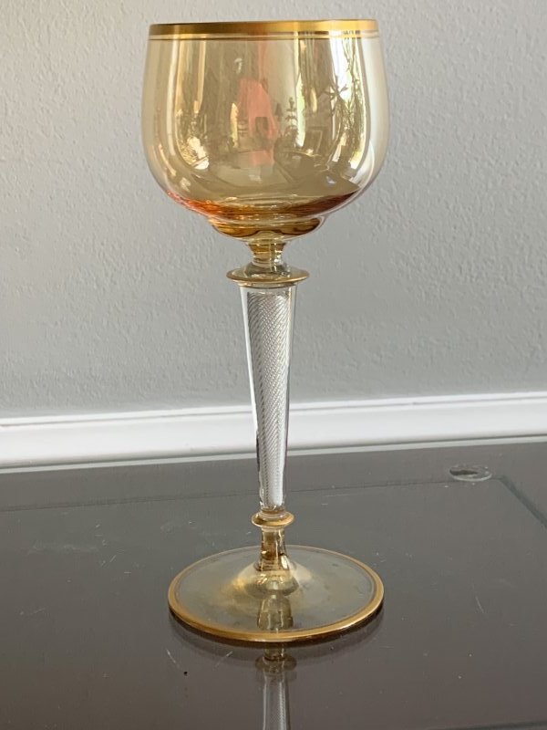 Who Makes These Elegant Air Twist Gold Trimmed Crystal Goblets ...