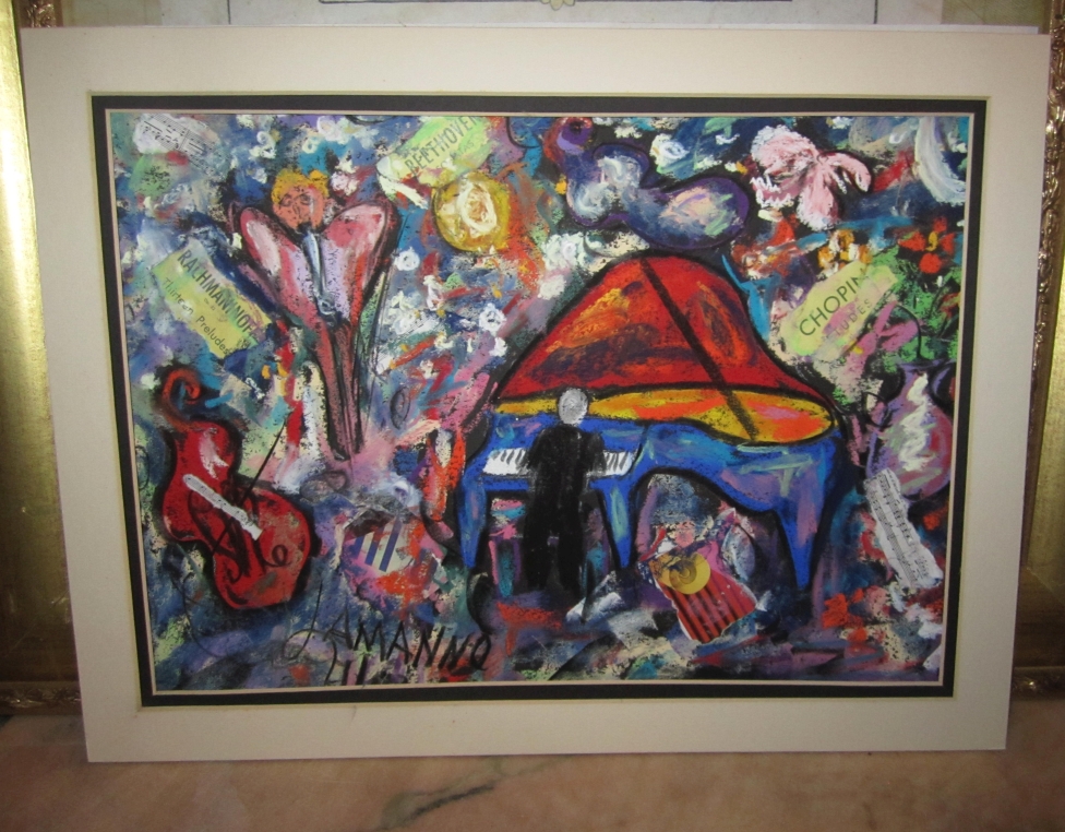 Composers Painting/Pastel with Collage | Antiques Board