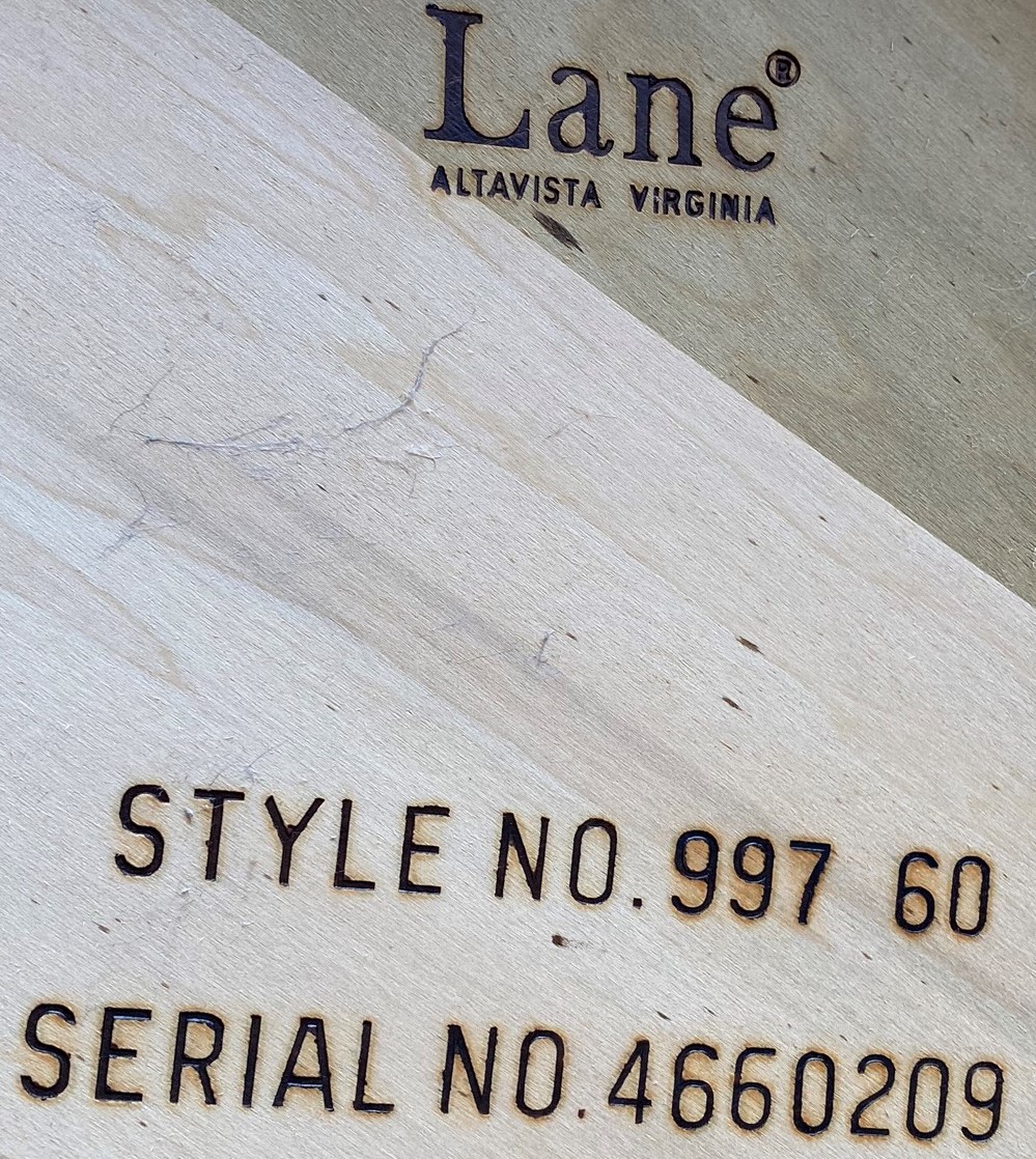 Lane Style No 997 60 Serial No 4660209 3.JPEG