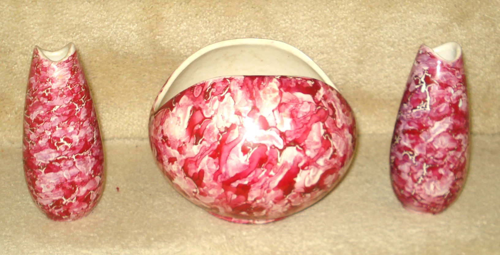 McCoy Pottery Bowl and Bud Vases.JPG