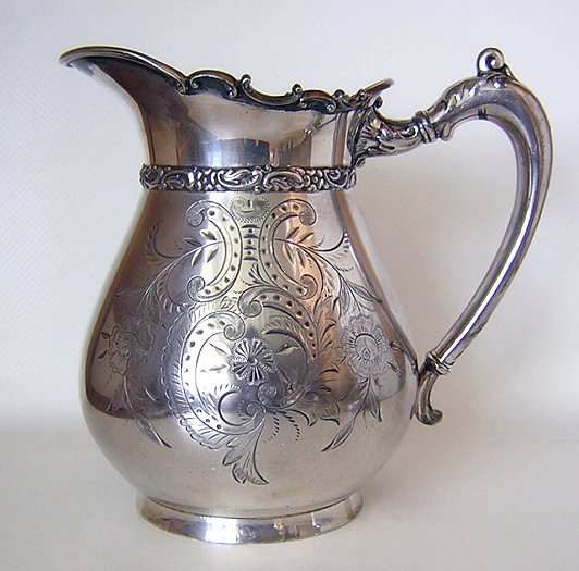 Meridan Water Pitcher Bright Cut Silver Plate-a.jpg