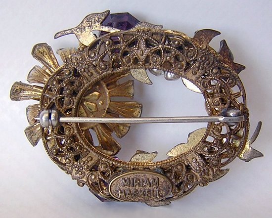 Miriam Haskell Brooch Pin Amethyst Rhinestone-f.jpg