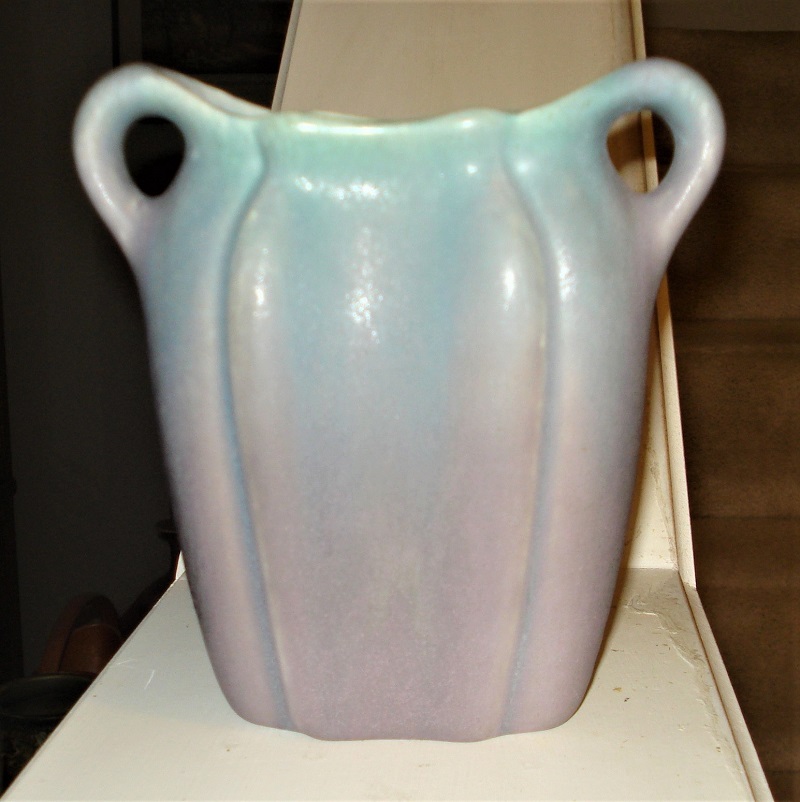 Muncie Pottery squat double handeled pillow vase.jpg