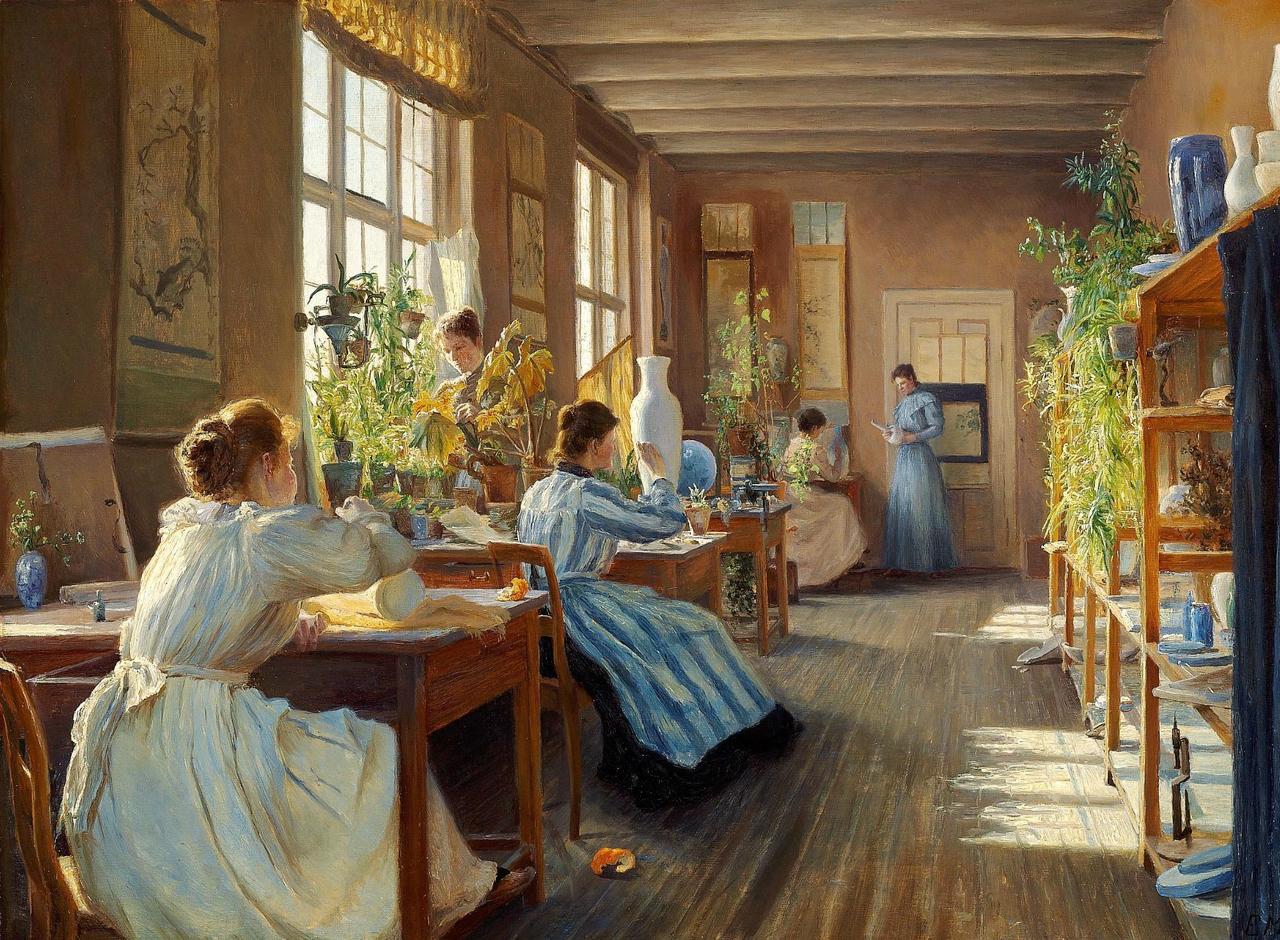 Painting Emma_Meyer_-_Women_decorating_porcelain_at_Den_Kgl_Porcelansfabrik Copenhagen.jpg