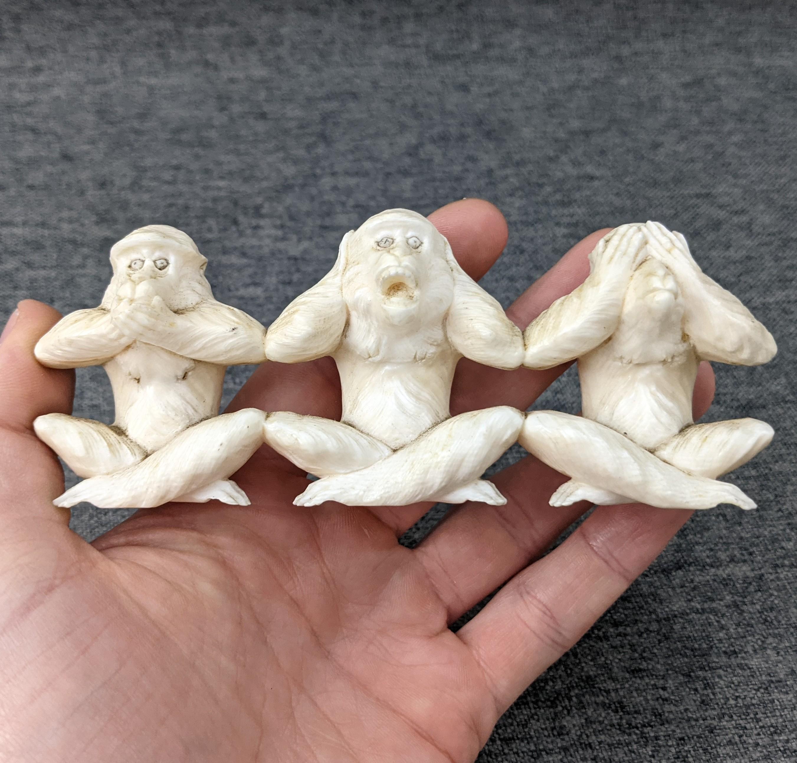 Ivory Three Wise Monkeys Antiques Board