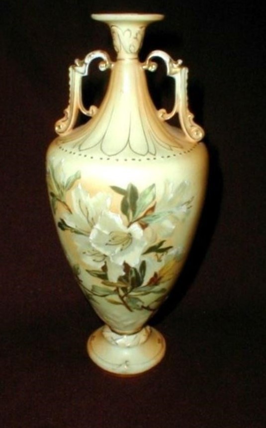 ROYAL AUSTRIA 2 austria handled vase austrian vase Robert Hanke vase 2 handled amphora urn.JPG