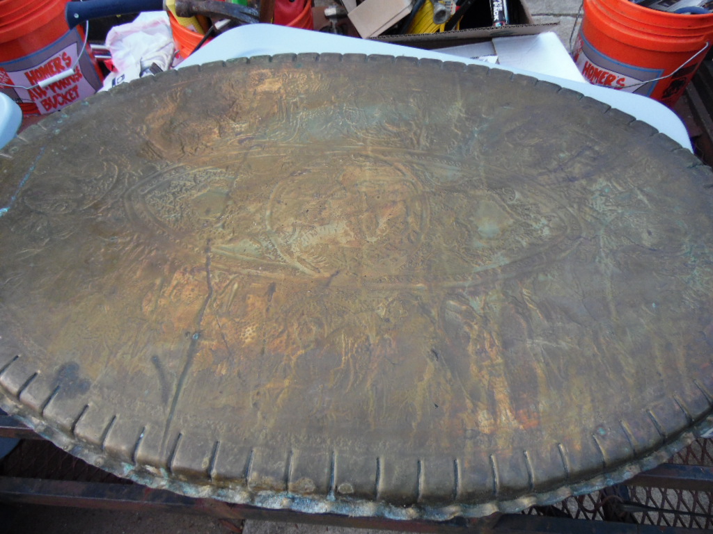 Very Large Antique Brass Persian? Charger,Engraving Appears To Tell A ...