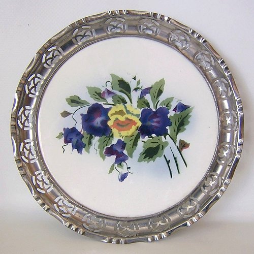 Serving Tray Tinned Metal Border Villeroy Boch Dennhorn Stenciled Flowers-a.jpg