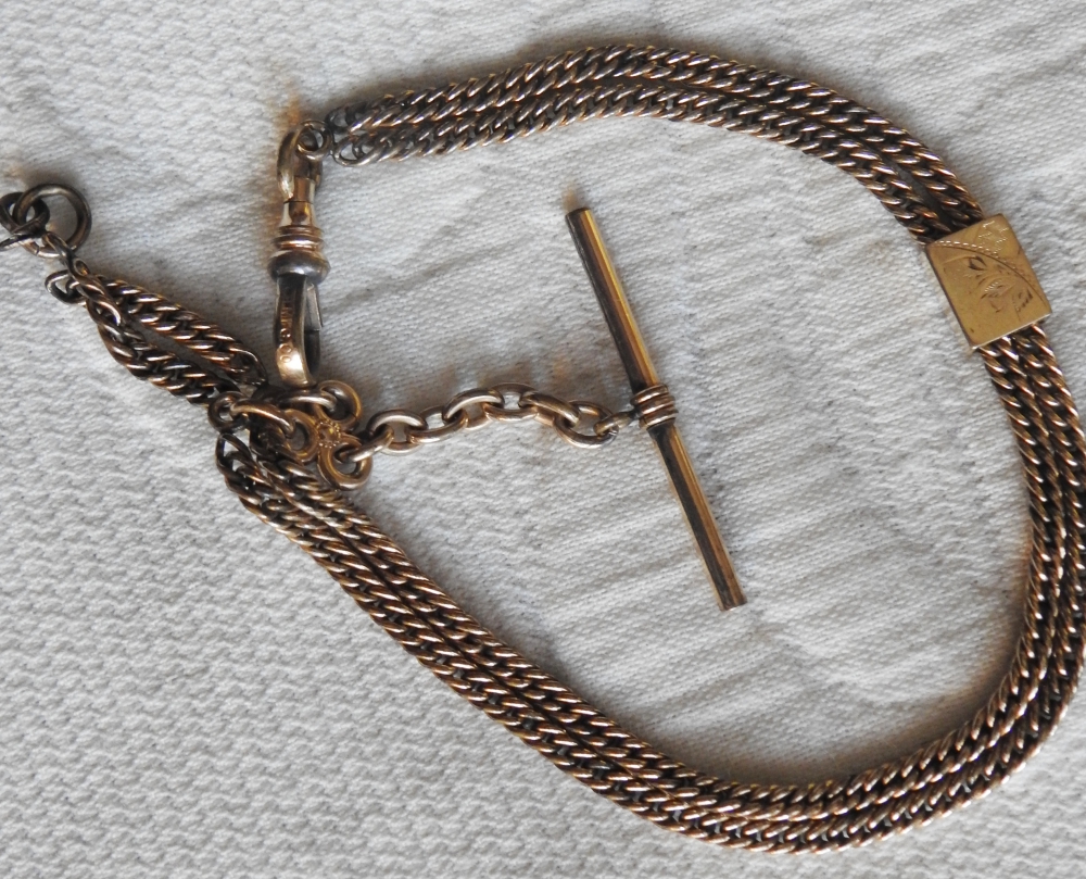 Rose Gold Plated Double Albert Pocket Watch Chain