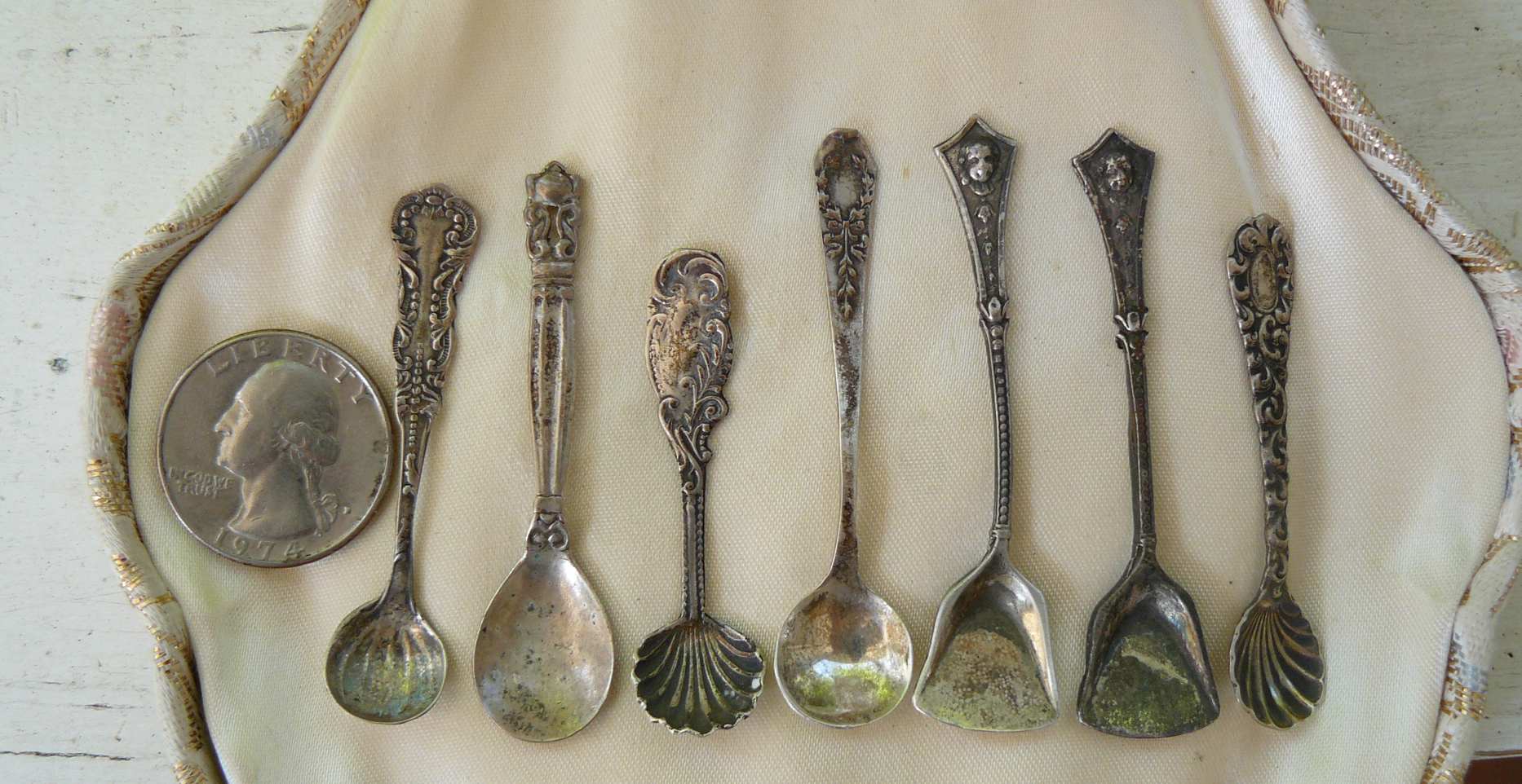 Salt cellars and tiny sterling salt spoons Antiques Board