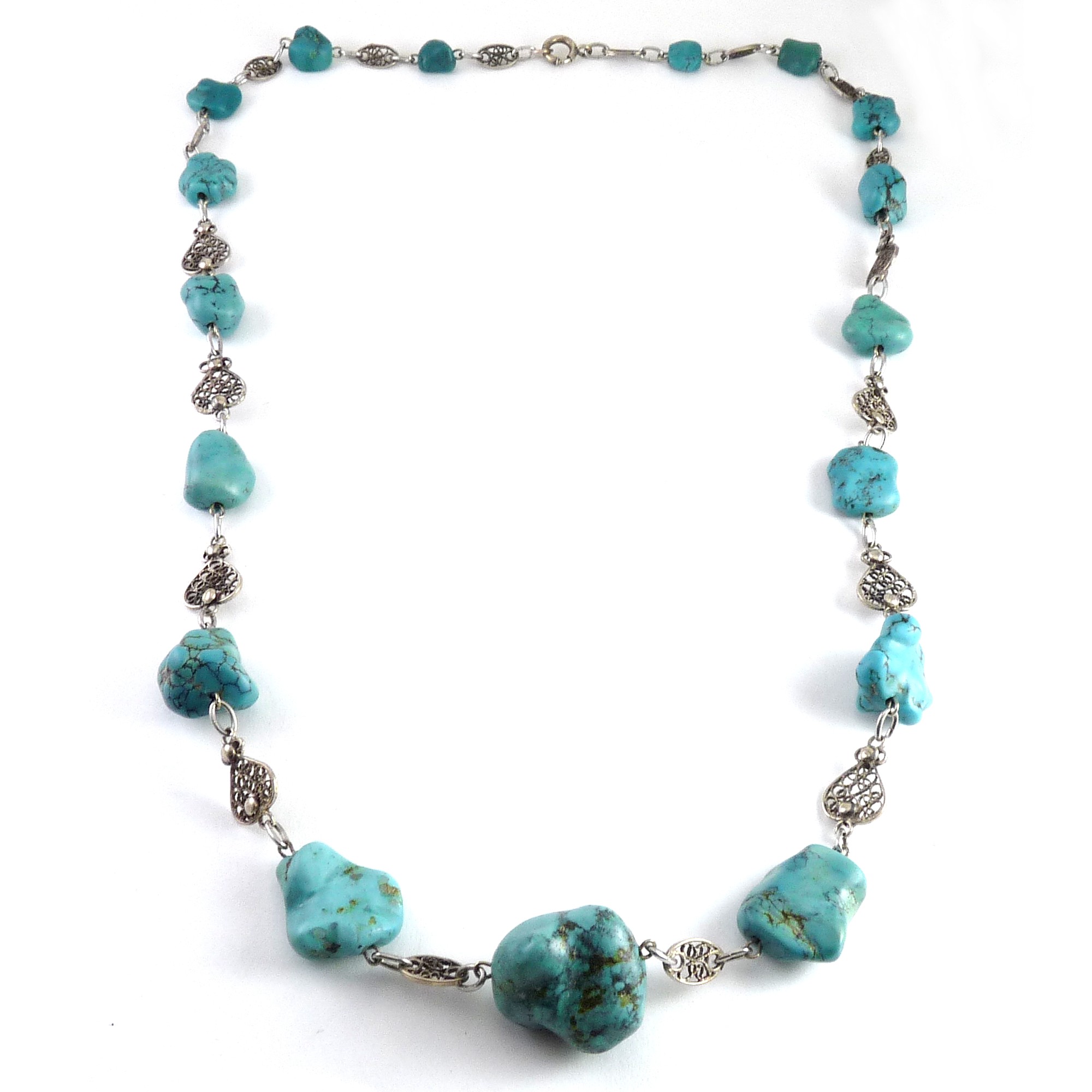 Turquoise_Grad_Nuggets_Sterling_Filigree_links_necklace_1.JPG