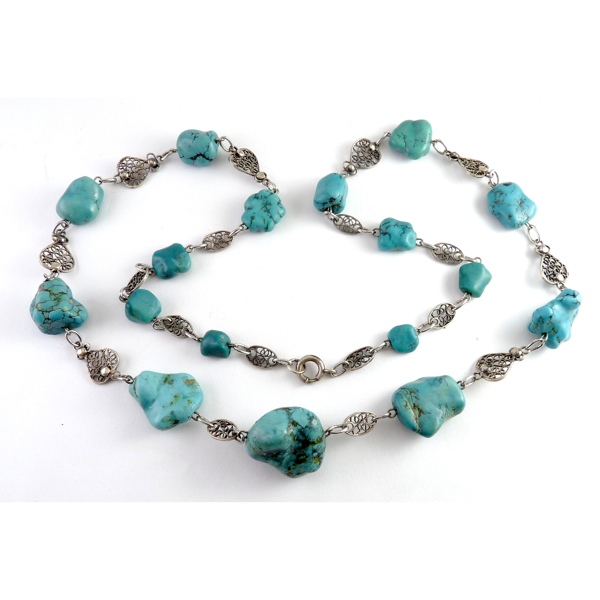 Turquoise_Grad_Nuggets_Sterling_Filigree_links_necklace_2.JPG