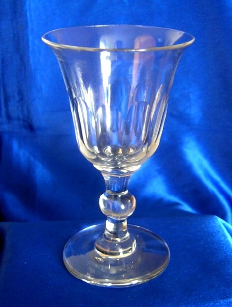 Wine Stem Clear Glass Trumpet Bell Cup 10 Cut Facets Smooth Ball Knop Stem -a.jpg