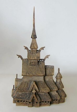 Wooden Norwegian Stave Church Model Carving Wood Wooden-a.jpg