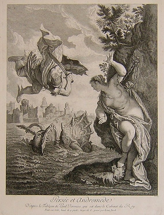 z Print Etching Engraving Louis Jacob after Veronese Perseus and Andromeda 1729-42.jpg