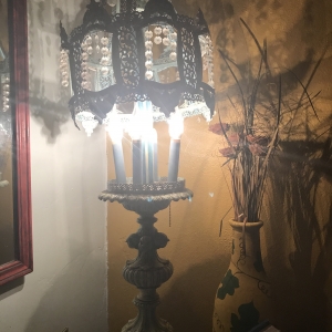 Punched tin lamp