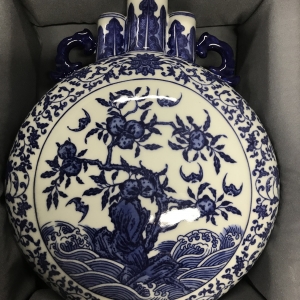 Handpainted Blue and White Antique Ceramic Vase