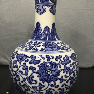 Handpainted Blue and White Antique Ceramic Vase