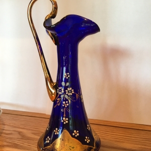 Blue glass, Hand painted